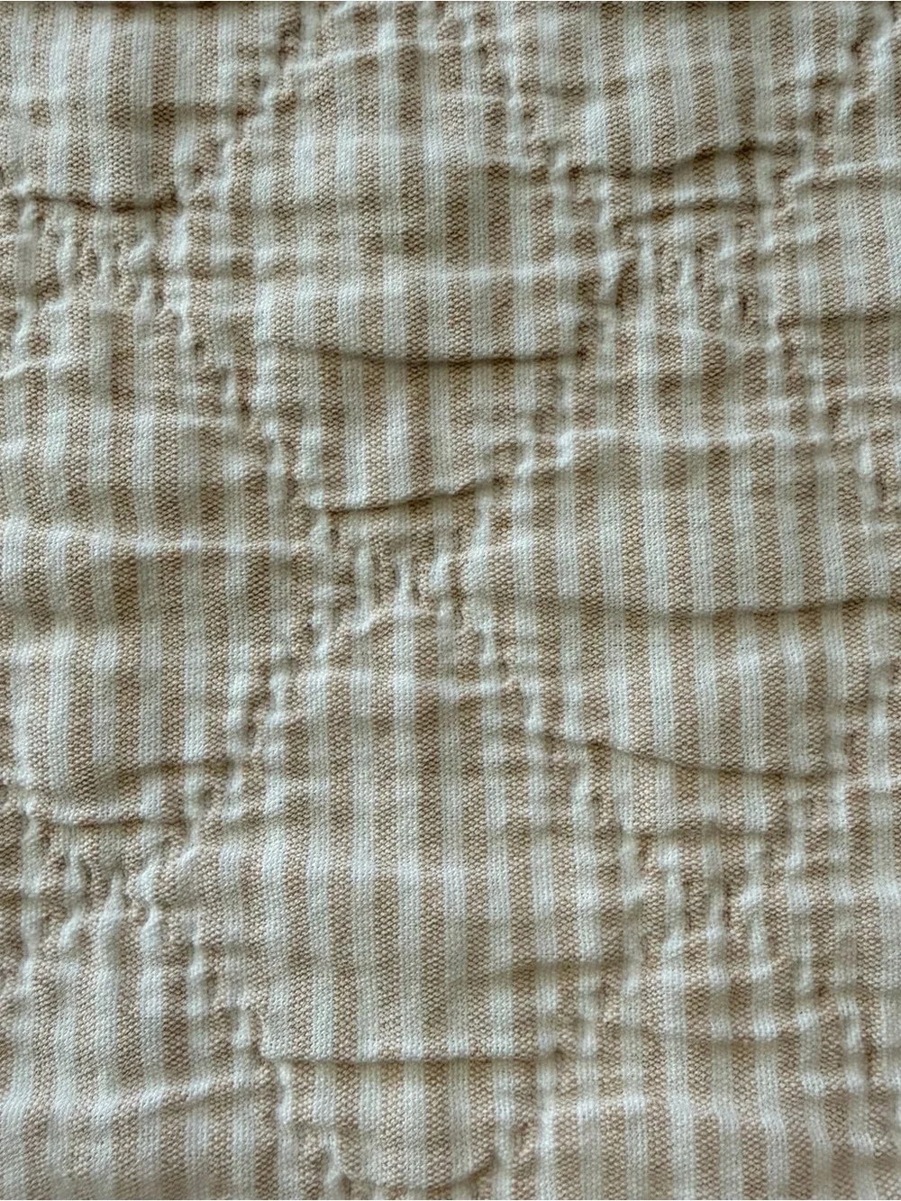 Neutral Beige White 100% Cotton Twin Quilt 62x86